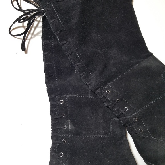 NEW Nine West Mavira Suede Lace Up Over Knee Boots - Picture 5 of 8